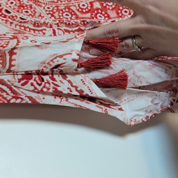 Chico's Red and White Paisley Blouse, Medium - Picture 4 of 5